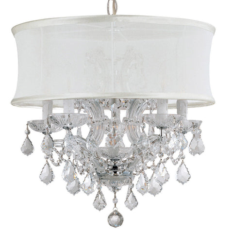 6 Light Polished Chrome Traditional Mini Chandelier Draped In Clear Swarovski Strass Crystal - C193-4415-CH-SMW-CLS