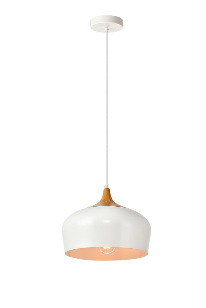 ZC121-LDPD2004 - Living District: Nora Collection Pendant D11.5in H9in Lt:1 frosted white and natural wood finish