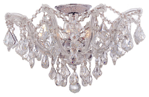 5 Light Polished Chrome Crystal Ceiling Mount Draped In Clear Spectra Crystal - C193-4437-CH-CL-SAQ