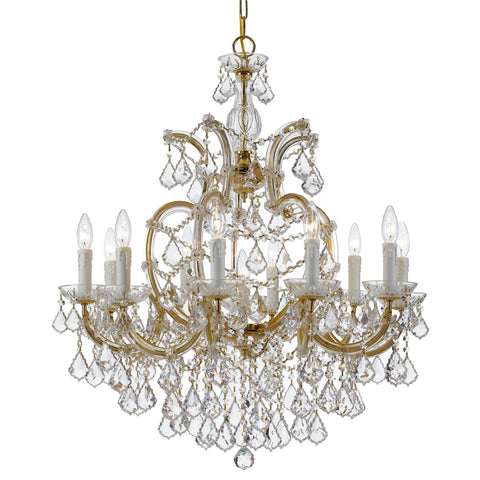 11 Light Gold Crystal Chandelier Draped In Clear Spectra Crystal - C193-4438-GD-CL-SAQ