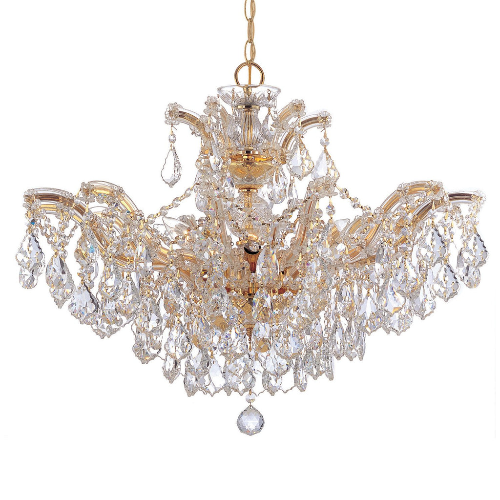 6 Light Gold Crystal Chandelier Draped In Clear Hand Cut Crystal - C193-4439-GD-CL-MWP