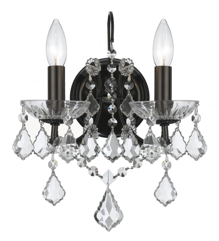 2 Light Vibrant Bronze Modern Sconce Draped In Clear Spectra Crystal - C193-4452-VZ-CL-SAQ