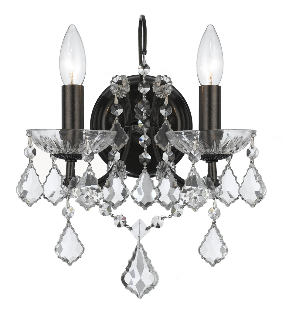 2 Light Vibrant Bronze Modern Sconce Draped In Clear Swarovski Strass Crystal - C193-4452-VZ-CL-S