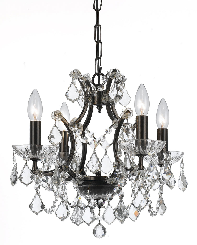 4 Light Vibrant Bronze Modern Mini Chandelier Draped In Clear Hand Cut Crystal - C193-4454-VZ-CL-MWP