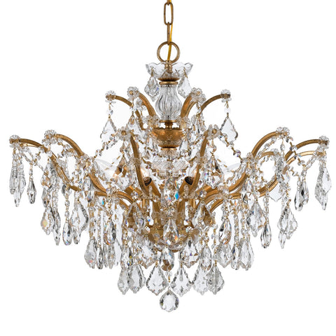 6 Light Antique Gold Modern Chandelier Draped In Clear Spectra Crystal - C193-4459-GA-CL-SAQ