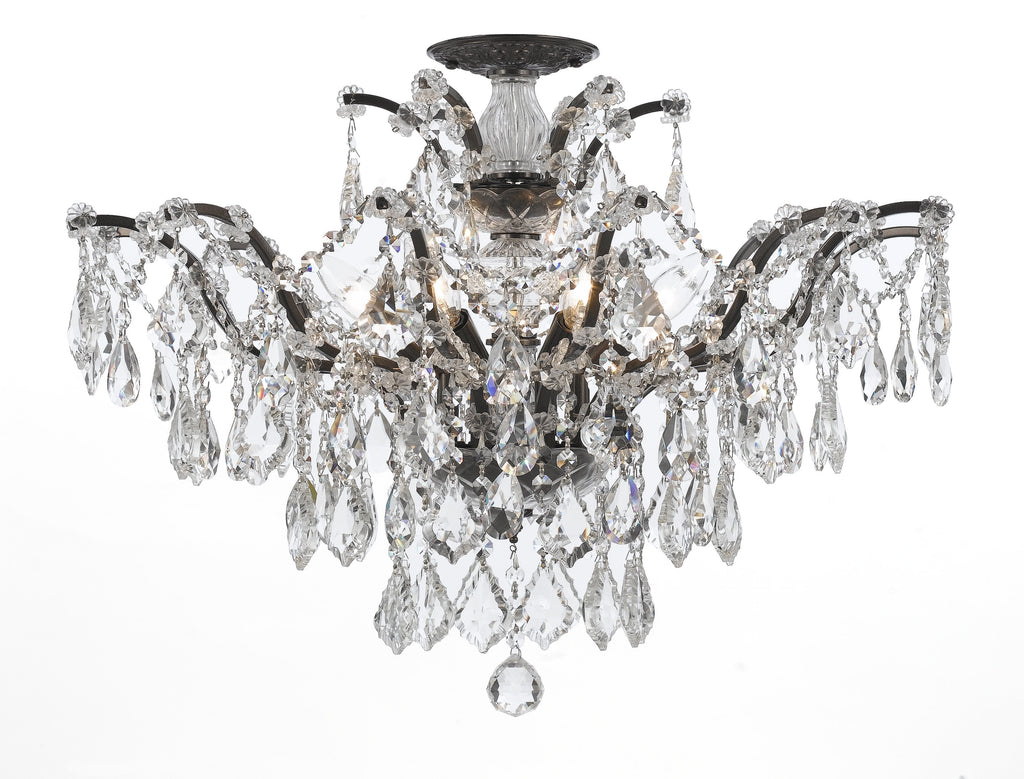 6 Light Vibrant Bronze Modern Ceiling Mount Draped In Clear Swarovski Strass Crystal - C193-4459-VZ-CL-S_CEILING