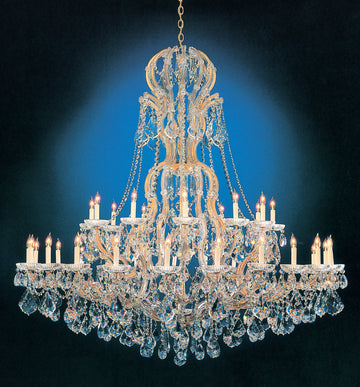 37 Light Gold Crystal Chandelier Draped In Clear Hand Cut Crystal - C193-4460-GD-CL-MWP