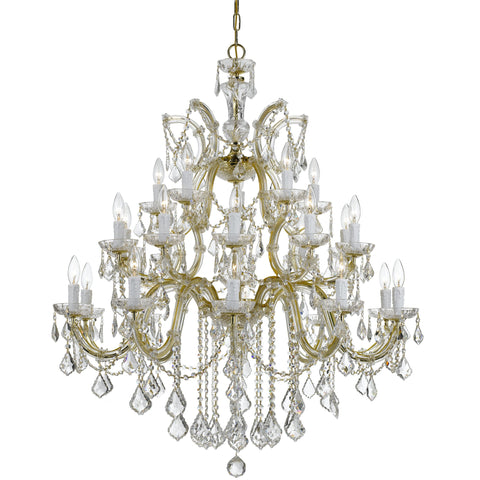 26 Light Gold Crystal Chandelier Draped In Clear Spectra Crystal - C193-4470-GD-CL-SAQ