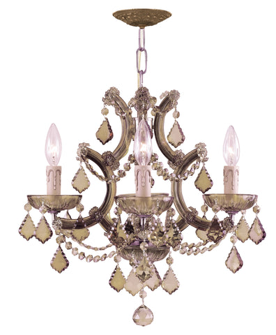 4 Light Antique Brass Crystal Mini Chandelier - C193-4474-AB-GTS