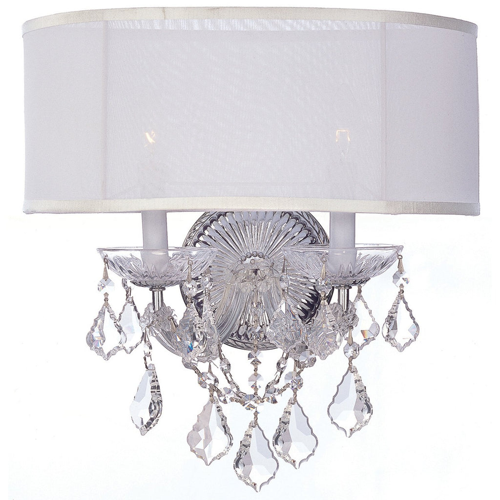 2 Light Polished Chrome Traditional Sconce Draped In Clear Swarovski Strass Crystal - C193-4482-CH-SMW-CL-S