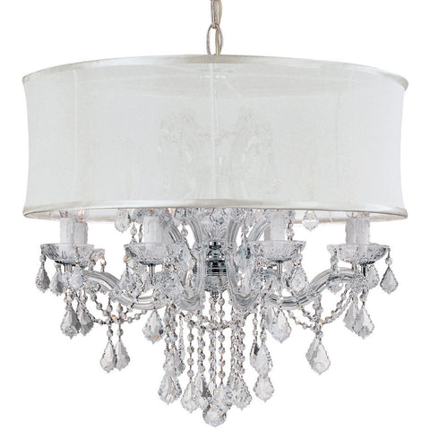 12 Light Polished Chrome Traditional Chandelier Draped In Clear Swarovski Strass Crystal - C193-4489-CH-SMW-CLS