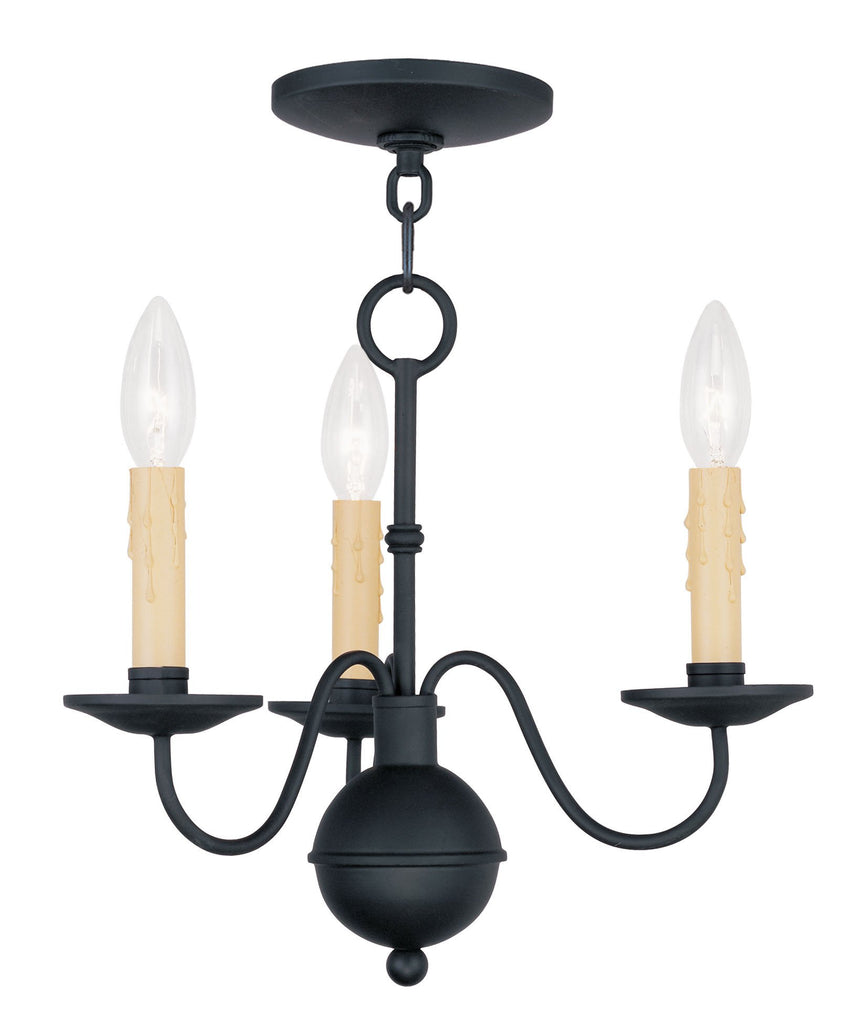 Livex Heritage 3 Light Black Mini Chandelier - C185-4493-04