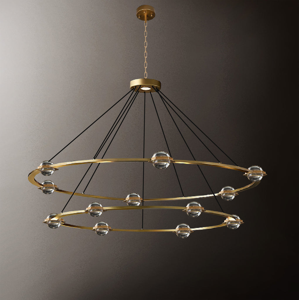 Eclatantes Round 2 Tier Chandelier 50" Lighting Chandeliers with LED Lighted Crystal Orbs - Great for The Living Room, Dining Room, Foyer and Entryway, Family Room, and More! - G7-CG/4853/30+24
