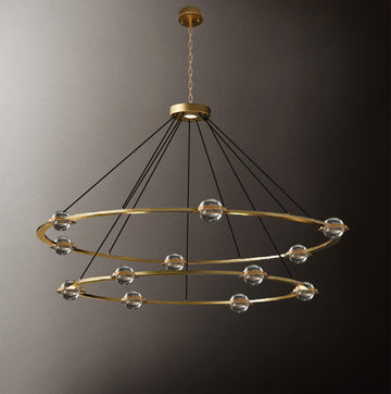 Eclatantes Round 2 Tier Chandelier 50" Lighting Chandeliers with LED Lighted Crystal Orbs - Great for The Living Room, Dining Room, Foyer and Entryway, Family Room, and More! - G7-CG/4853/30+24