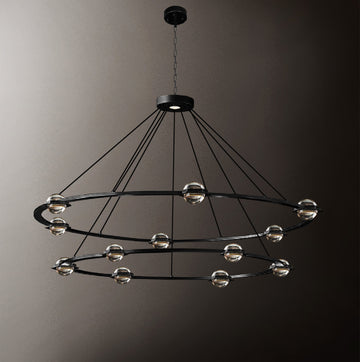 Eclatantes Round 2 Tier Chandelier 50" Lighting Chandeliers with LED Lighted Crystal Orbs - Great for The Living Room, Dining Room, Foyer and Entryway, Family Room, and More! - G7-CB/4853/30+24