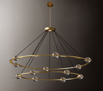 Eclatantes Round 2 Tier Chandelier 62" Lighting Chandeliers with LED Lighted Crystal Orbs - Great for The Living Room, Dining Room, Foyer and Entryway, Family Room, and More! - G7-CG/4853/36+30