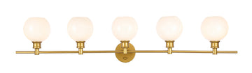 ZC121-LD2327BR - Living District: Collier 5 light Brass and Frosted white glass Wall sconce