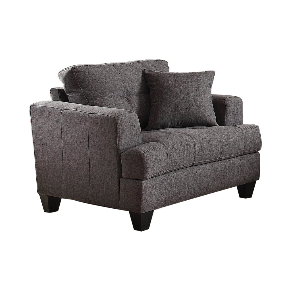 Set of 3 - Samuel Tufted Sofa + Loveseat + Chair Charcoal - D300-10047