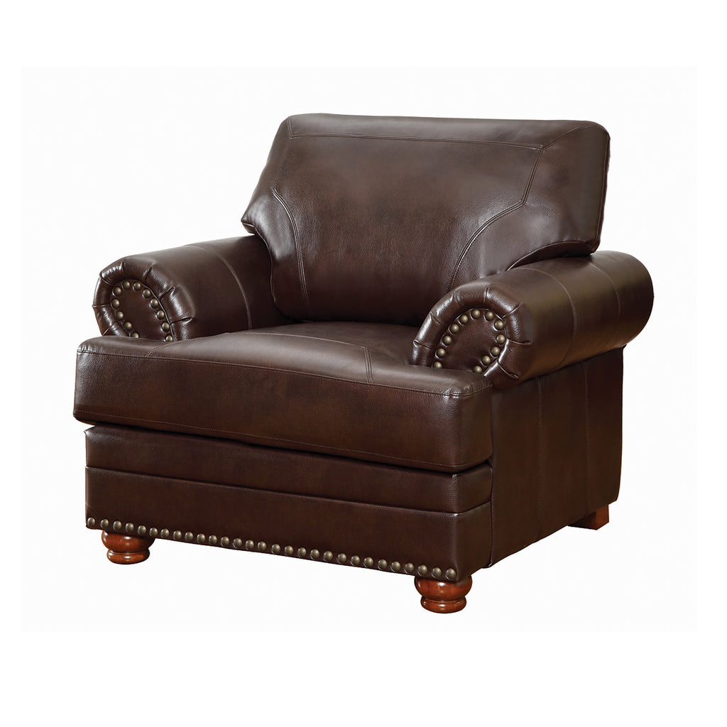 Set of 3 - Colton Rolled Arm Upholstered Sofa + Loveseat + Chair Brown - D300-10030