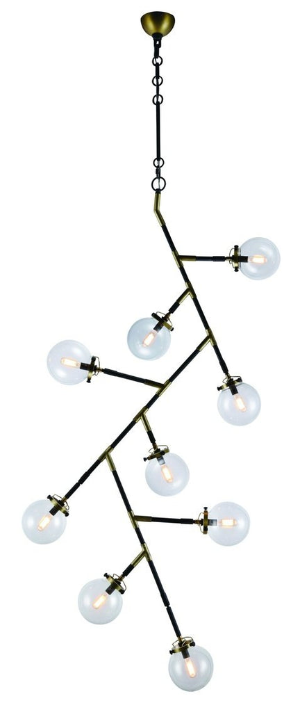 ZC121-1507D31BB - Urban Classic: Leda 9 light Burnished Brass&Flat Black Chandelier