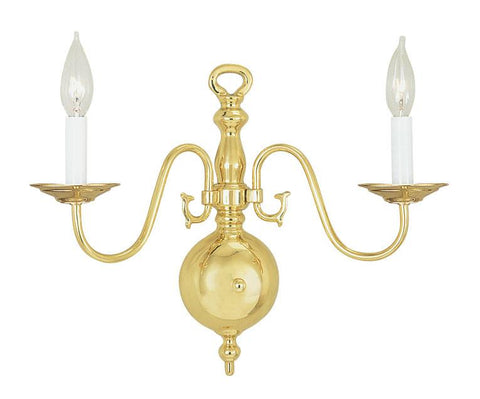 Livex Williamsburgh 2 Light Polished Brass Wall Sconce - C185-5002-02