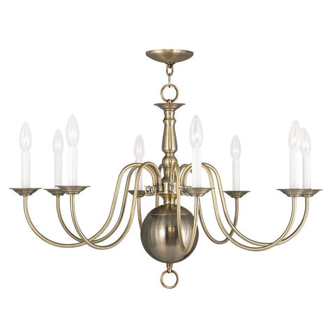 Livex Williamsburgh 8 Light Antique Brass Chandelier - C185-5007-01