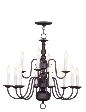 Livex Williamsburgh 12 Light Bronze Chandelier - C185-5012-07