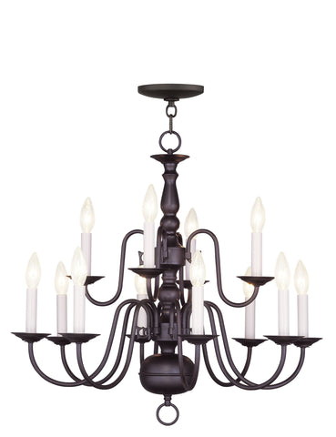 Livex Williamsburgh 12 Light Bronze Chandelier - C185-5012-07