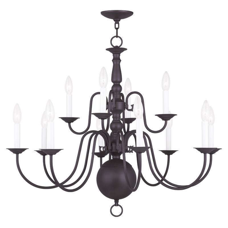 Livex Williamsburgh 12 Light Bronze Chandelier - C185-5014-07