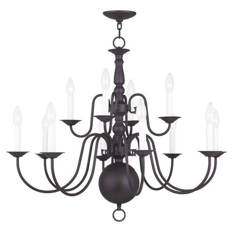 Livex Williamsburgh 12 Light Bronze Chandelier - C185-5014-07