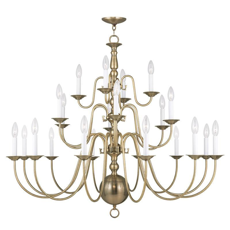 Livex Williamsburgh 22 Light Antique Brass Chandelier - C185-5015-01