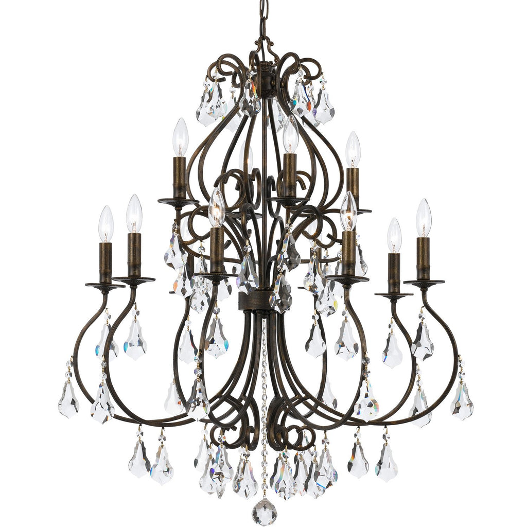 12 Light English Bronze Crystal Chandelier - C193-5017-EB-CL-MWP