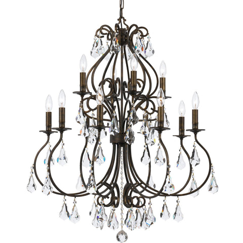 12 Light English Bronze Crystal Chandelier - C193-5017-EB-CL-MWP