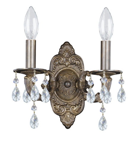 2 Light Venetian Bronze Youth Sconce Draped In Clear Swarovski Strass Crystal - C193-5022-VB-CL-S