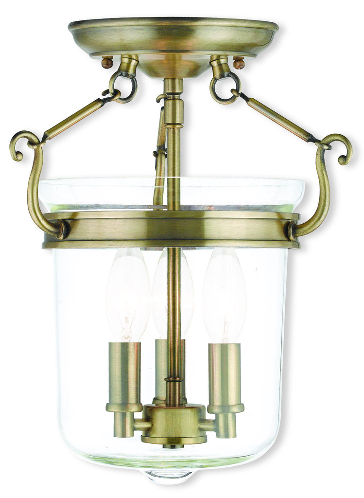 Livex Rockford 3 Light Antique Brass Ceiling Mount - C185-50481-01