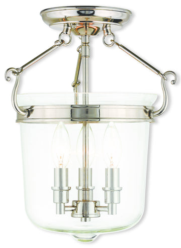 Livex Rockford 3 Light Polished Nickel Ceiling Mount - C185-50483-35