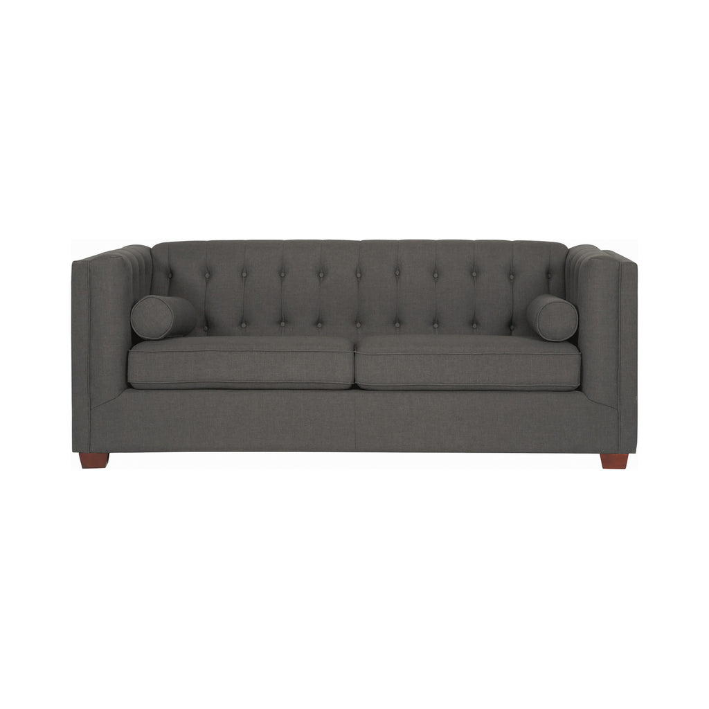 Set of 2 - Cairns Tuxedo Arm Tufted Sofa + Loveseat Charcoal - D300-10042