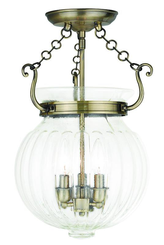 Livex Everett 3 Light Antique Brass Ceiling Mount - C185-50504-01