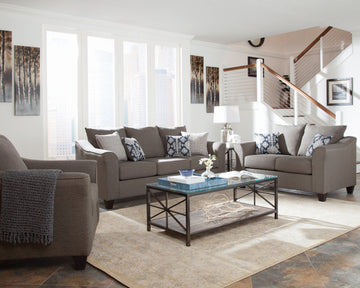 Set of 2 - Salizar Flared Arm Sofa +Loveseat Grey - D300-10070
