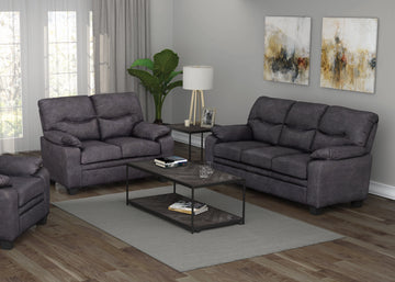 Set of 2 - Meagan Pillow Top Arms Upholstered Sofa + Loveseat Charcoal - D300-10072