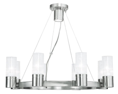 Livex Midtown  8 Light Brushed Nickel Chandelier - C185-50698-91