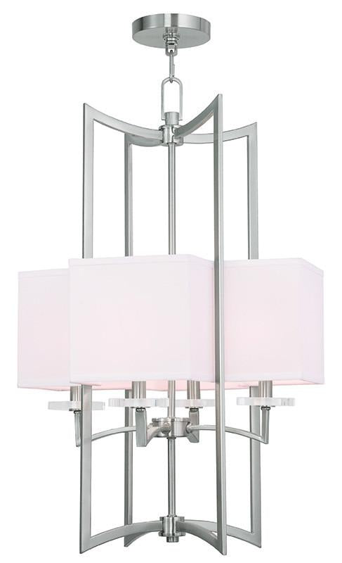 Livex Woodland Park  4 Light Brushed Nickel Foyer Chandelier - C185-50707-91