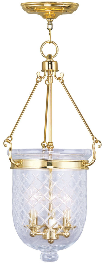 Livex Jefferson 3 Light Polished Brass Chain Lantern  - C185-5074-02