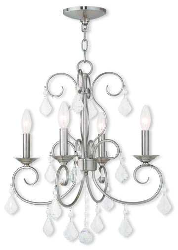 Livex Donatella 4 Light Brushed Nickel Mini Chandelier - C185-50764-91