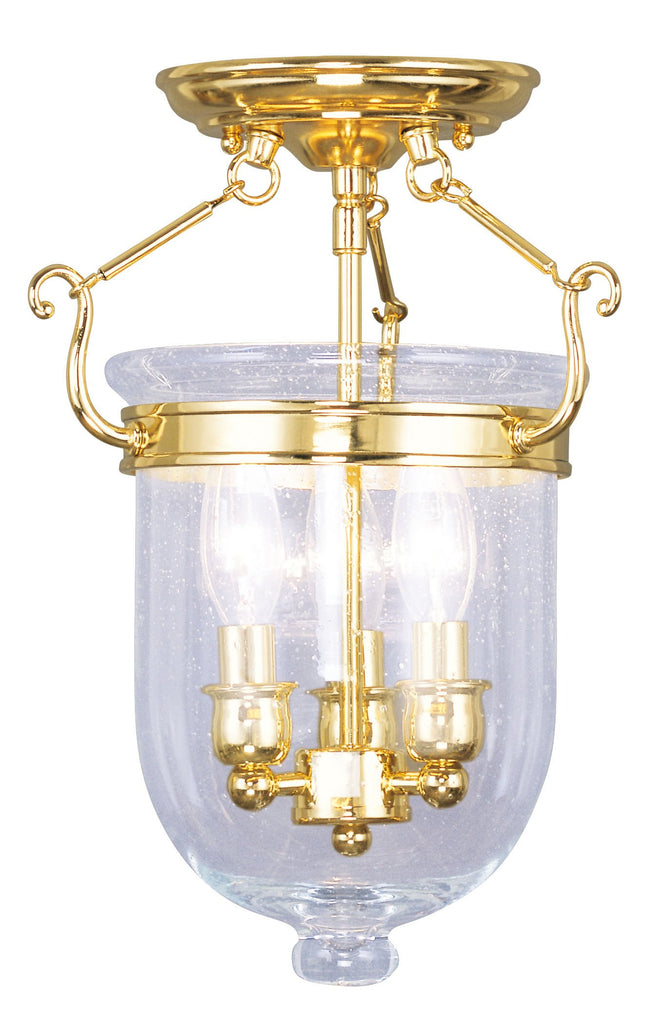 Livex Jefferson 3 Light Polished Brass Ceiling Mount - C185-5081-02