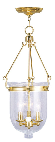 Livex Jefferson 3 Light Polished Brass Chain Lantern  - C185-5084-02