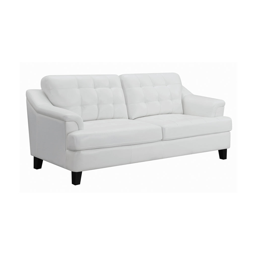 Set of 3 - Freeport Tufted Upholstered Sofa + Loveseat + Chair Snow White - D300-10080