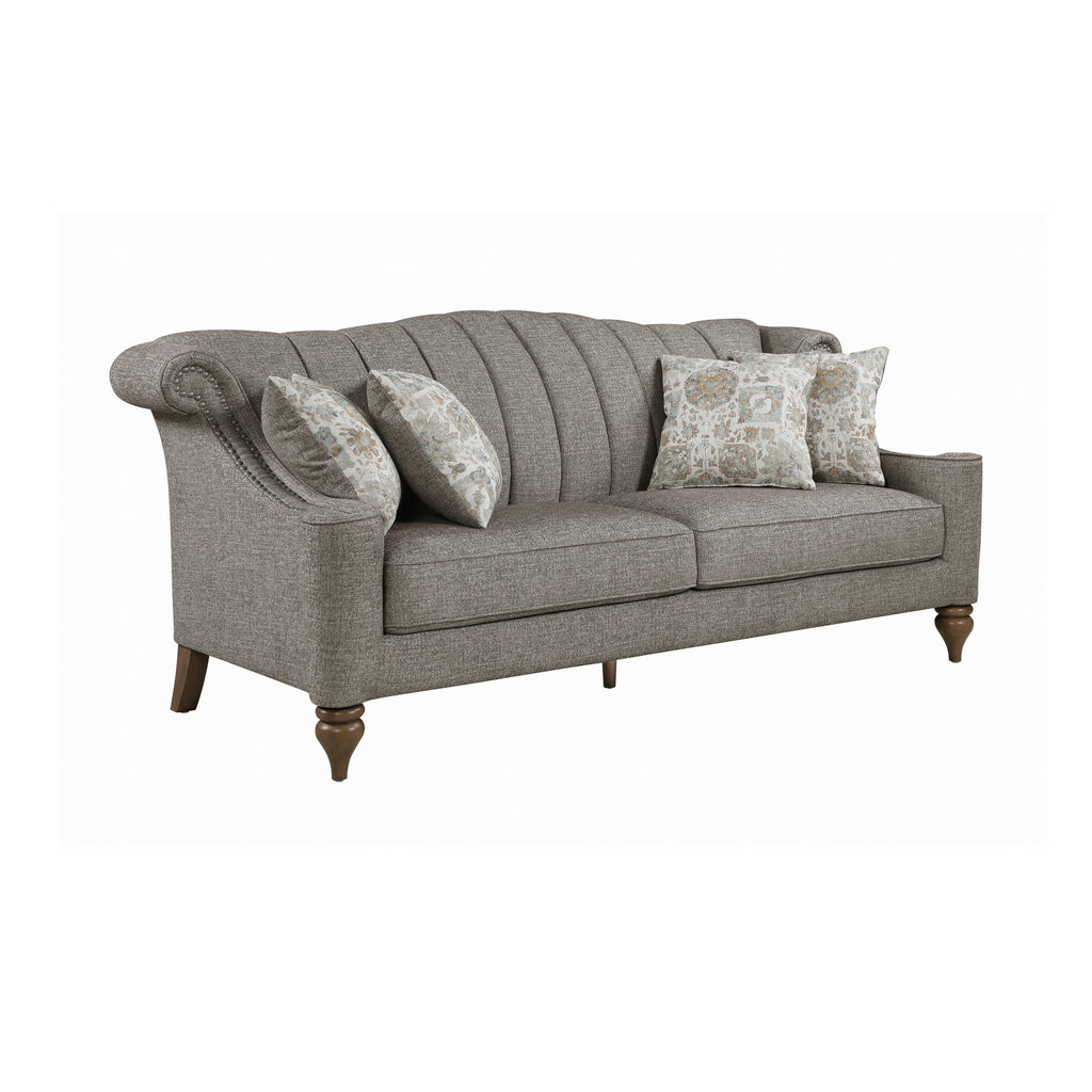 Set of 2 - Lakeland Rolled Arm Upholstered Sofa + Loveseat Brown - D300-10081