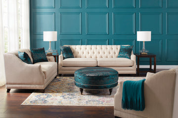 Set of 2 - Artemis Tufted Tight Back Sofa + Loveseat Beige - D300-10089