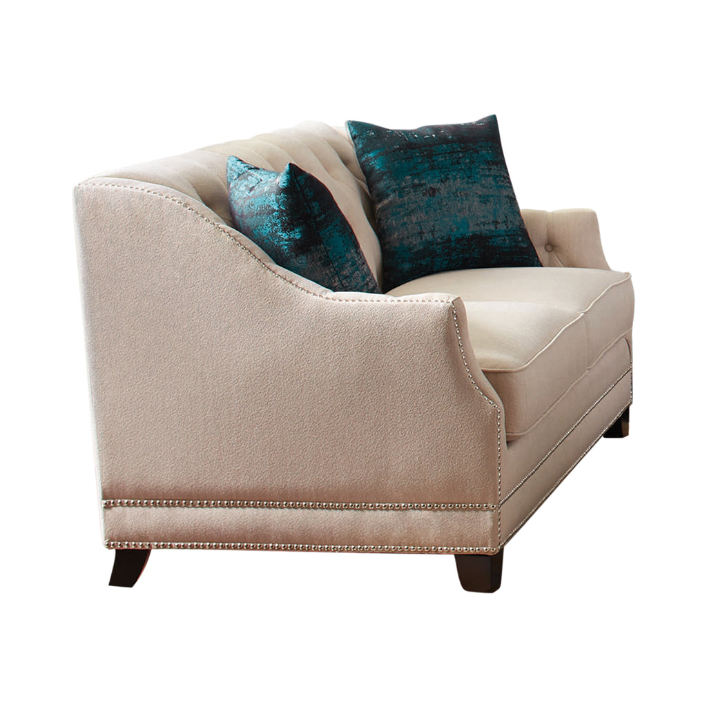 Set of 3 - Artemis Tufted Tight Back Sofa + Loveseat + Chair Beige - D300-10090